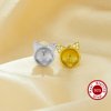 Keepsake Breast Milk Resin Ball Round Pin Studs Earrings Settings for 8-9MM Half Drilled Pearl Bead,Cat Solid 925 Sterling Silver Gold Plated Earrings,Cat Art Deco Earrings,DIY Earrings Supplies 1706216