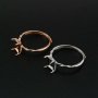 1Pcs 5x7MM Rectangle Prong Ring Settings Blank Rose Gold Plated Solid 925 Sterling Silver DIY Bezel Tray for Gemstone 1294201