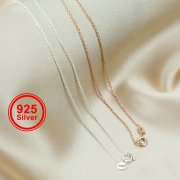 16-18Inches Simple O Ring 925 Sterling Solid Silver Necklace Chain DIY Supplies 1320017