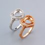 8MM Round Prong Ring Settings Heart Halo Rose Gold Plated Solid 925 Sterling Silver Set Size Ring Bezel 1210110