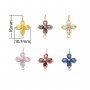 Two Loops Lucky Four Leaf Clover CZ Birthstone Stainless Steel Charm,Color Stone Leaf Clover Pendant Charm,Minimalist Gold Plated Pendant Charm 1431461