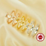Oval Prong Ring Settings,Solid 925 Sterling Silver Rose Gold Plated Ring,Art Deco Bezel Ring,DIY Ring Supplies For Gemstone 1224226
