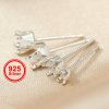 3-6MM Simple Round Prong Earrings Blank Settings for Gemstone Solid 925 Sterling Silver DIY Supplies 1702231