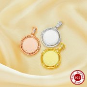 12MM Keepsake Breast Milk Resin Round Bezel Pendant Settings,Solid 925 Sterling Silver Rose Gold Plated Pendant Charm,DIY Pendant Supplies 1411468