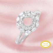 6MM Round Prong Ring Settings,Solid 14K 18K Gold Ring with Moissanite,Flower Art Deco Ring,DIY Ring Supplies For Gemstone 1215083