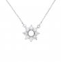 6MM Round Prong Pendant Settings,Sun Flower Solid 925 Sterling Sliver Rose Necklace,Pave CZ Stone Pendant,DIY Jewelry With Necklace Chain 16''+2'' 1431199