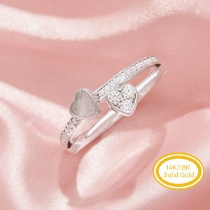 4MM Keepsake Breast Milk Resin Heart Bezel Ring Settings,Solid 14K 18K Gold Ring,Moissanite Heart Deco Solid Back Ring,DIY Ring Supplies 1295043