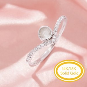 4MM Keepsake Breast Milk Resin Round Bezel Ring Settings,Curve Solid 9K 14K 18K Gold Ring,Vintage Styles Art Deco Ring,DIY Ring Supplies 1212120
