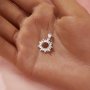 Halo Round Prong Pendant Settings,Flower Solid 14K 18K Gold Pendant,Moissanite Diamond Round Pendant,DIY Pendant Supplies 1411437