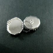 20pcs 15mm setting size vintage style silvery crown round button bezel tray DIY supplies 1411058