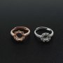 1Pcs 6-8MM Flower Round Prong Bezel Rose Gold Plated Solid 925 Sterling Silver Adjustable Ring Settings for Moissanite Gemstone DIY Supplies 1210051