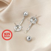 10MM Prong Settings Belly Ring Internally Threaded Prong Settings Solid 925 Sterling Silver Button Ring 10MM Long DIY Body Piercing Jewelery 1502093