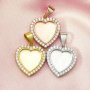 Halo Heart Keepsake Breast Milk Bezel Settings for Resin Solid 14K Gold DIY Pendant Bezel 1431121-1