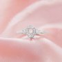 4x6MM Halo Pear Prong Ring Settings,Solid 14K 18K Gold Ring With Two Sides Moissanite Stones,DIY Ring Supplies For Gemstone 1295098
