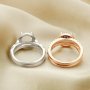 8MM Round Prong Ring Settings,Stackable Solid 925 Sterling Silver Ring,Rose Gold Plated Halo Bezel Band Stacker Ring Set,DIY Ring Set 1294506