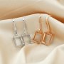 1Pair 8x10MM Rectangle Hook Earrings Settings Rose Gold Plated Solid 925 Sterling Silver Bezel DIY Supplies for Gemstone Jewelry 1706059