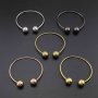 1Pcs Vintage Style Brass Rose Gold Silver Bronze Black Plated Double Balls End Bracelet Bangle DIY Beading Supplies 1900240