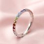 2MM Dainty September Birthstone Eternity Ring Rainbow Sapphire Wedding Engagement Full Band Stackable Ring Solid 14K Gold Ring 1294294