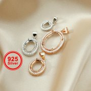 1Pcs Multiple Sizes Rose Gold Silver Prong Bezel Settings For Oval Cz Stone Solid 925 Sterling Silver DIY Pendant Charm Tray 1421098