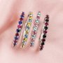2MM Dainty Birthstone Eternity Ring Two Colors Gemstone Wedding Engagement Full Band Stackable Ring Solid 14K Gold Ring 1294297