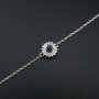 1Pcs Round Prong Bezel Bracelet Settings Halo Solid 925 Sterling Silver Tray for Gemstone 6''+1.6'' 1900247