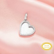 10MM Keepsake Breast Milk Resin Heart Bezel Pendant Settings,Solid 14K 18K Gold Pendant Charm,Moissanite Art Deco Pendant,DIY Pendant Supplies 1431501