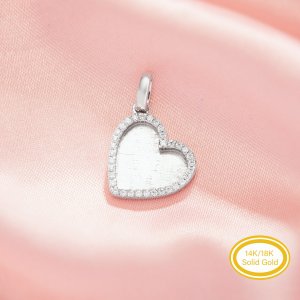 10MM Keepsake Breast Milk Resin Heart Bezel Pendant Settings,Solid 14K 18K Gold Pendant Charm,Moissanite Art Deco Pendant,DIY Pendant Supplies 1431501