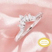 Curved Moissanite Stackable Ring,Solid 14K 18K Gold Ring,Dainty Stacker Ring,Stackable Ring,DIY Ring Supplies 1295000