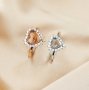 Keepsake Heart Prong Ring Settings for Faceted Gemstone Rose Gold Plated Solid 925 Sterling Silver Adjustable DIY Ring Bezel Supplies 1294262