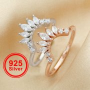 Art Deco Curved Enhancer Ring,Stackable Solid 925 Sterling Silver Rose Gold Plated Ring,DIY Wedding Stacker Ring Supplies 1294533