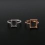 1Pcs Mulitiple Size Rose Gold Plated Solid 925 Sterling Silver Rectangle Millgraine Frame DIY Adjustable Ring Settings for Gemstone 1294170