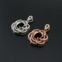 1Pcs 7x9MM Oval Prong Pendant Settings Flower Pave Rose Gold Plated Solid 925 Sterling Silver Charm Bezel Tray DIY Supplies for Gemstone 1421135