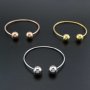 1Pcs Vintage Style Brass Rose Gold Silver Bronze Black Plated Double Balls End Bracelet Bangle DIY Beading Supplies 1900240