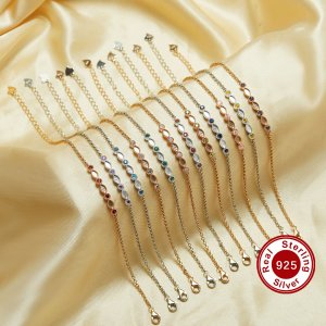 Keepsake Breast Milk Resin Bracelet Settings Solid 925 Sterling Silver 2x4MM Marquise Bezel CZ Birthstone Bracelet 1900297 6‘’+1.7‘’