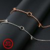 1Pcs Three Stones Round Prong Bracelet Settings Rose Gold Plated Solid 925 Sterling Silver Bezel Tray for Gemstone 8''+2'' 1900241