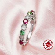 Half Band Keepsake Breast Milk Resin Ring Settings,Solid 925 Sterling Silver 3MM Round Bezel CZ Birthstone Ring,Stackable Ring,DIY Ring Supplies 1294722