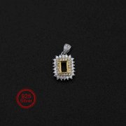 1Pcs 4x6MM Rectangle Prong Bezel Gold Plated Solid 925 Sterling Silver Pave Pendant Blank Settings for Moissanite Gemstone 1431048