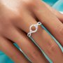 Halo Round Prong Ring Settings,Split Shank Solid 925 Sterling Silver Ring,Infinity CZ Stone Round Ring,DIY Ring Supplies For Gemstone 1212128