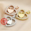 8MM Keepsake Breast Milk Resin Heart Halo Pendant Prong Settings Mother Baby Solid 925 Sterling Silver Rose Gold Plated Charm Bezel 1431132