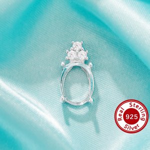 Oval Prong Pendant Settings,Solid 925 Sterling SilverPendant Charm,Simple Art Deco Pendant Charm,DIY Pendant Bezel For Gemstone 1421245