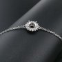 1Pcs Round Prong Bezel Bracelet Settings Halo Solid 925 Sterling Silver Tray for Gemstone 6''+1.6'' 1900247