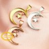 16MM Moon Star Mother Baby Keepsake Breast Milk Bezel Settings for Resin Solid 14K Gold DIY Pendant Bezel 1431120-1