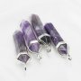 5Pcs 10x40mm Nature Amethyst Pillar Pendant Charm Stone Silver Plated Brass Bail DIY Jewelry Supplies 1800526