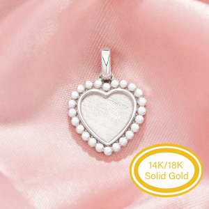 Keepsake Breast Milk Resin Heart Dots Bezel Pendant Settings,Solid 14K 18K Gold Pendant Charm, Art Deco Pendant Charm,DIY Pendant Bezel 1431431
