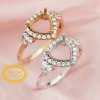 Halo Heart Prong Ring Settings Solid 14K/18K Gold Ring with Moissanite Accents DIY Gemstone Ring Bezel 1294348