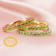 2MM Dainty August Birthstone Eternity Ring Nature Peridot Gemstone Wedding Engagement Full Band Stackable Ring Solid 14K Gold Ring 1294299