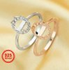 6x8MM Oval Prong Ring Settings,Crown Prong Bezel Ring,Solid 925 Sterling Silver Rose Gold Plated Ring,Art Deco Ring,DIY Ring Supplies 1224193