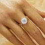 Luxury Sun Flower Simulated Diamond Ring With 6MM Round White Cubic Zirconia,Solid 925 Sterling Silver Ring,Dainty Ring 6210361