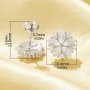 Flower Simulated Diamond Studs Earrings With White Cubic Zirconia,Solid 925 Sterling Silver Earrings,Vintage Art Deco Earrings 6390122