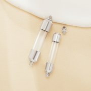 Tube Glass Bottle Stainless Steel Pendant,Minimalist Perfume Vial Pendant,Glass Bottle Wish Charm,DIY Pendant Supplies 1800601